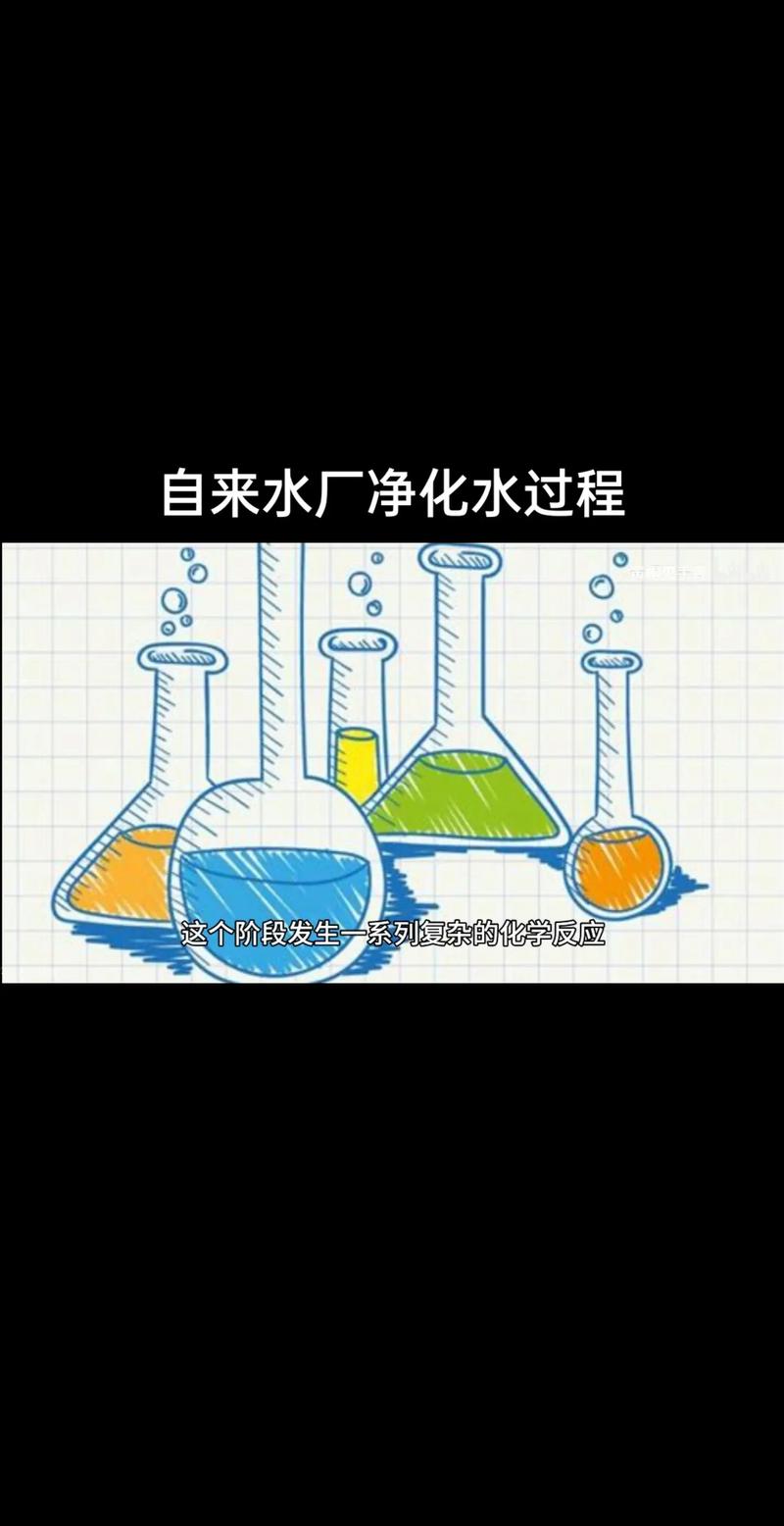 自来水厂净化水过程: 取水口取水加入絮凝剂,吸附水中悬浮物